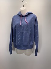 Champion Women's Hoodie All Over Print Spell Out Sweater Relaxed Size Medium