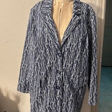 Blue and white vintage 80s longline blazer fashion Size 22/24