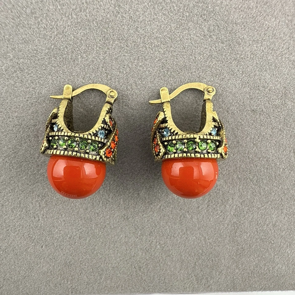 Pendientes Heidi Daus Rapsodia en Tonos Art Deco Coral Aro Cuelga Cristal Foto 3 de 4