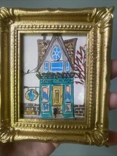 Whimsical Old House,cityscape,old Street , Original Painting,3/4 Framed