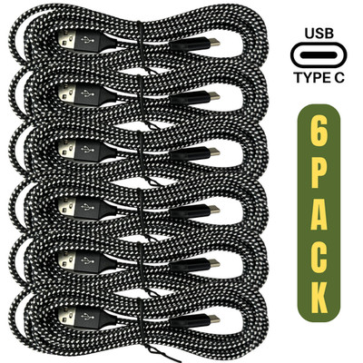 6Pack Bulk Lot 10ft USB Type C Fast Charger Cable For Samsung Android Data Cord