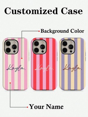iPhone Hülle mit Namen Streifen personalisiert glänzend stoßfest Cover