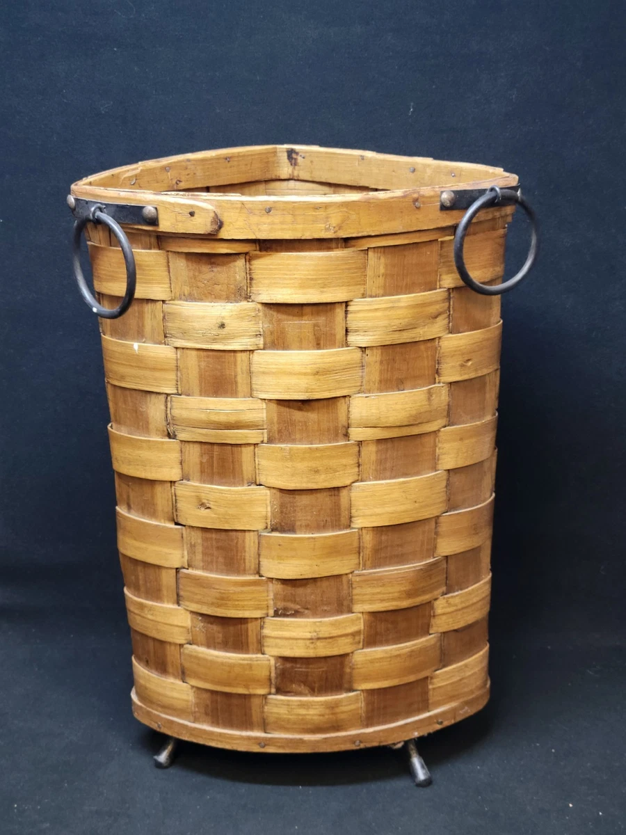 Grande Panetière Vintage 50-60s - Panier En Bois Jaune, Fabrication Française