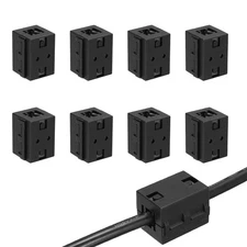 10mm Clip-on Ferrite Ring Core Square for Cable, Black 8pcs
