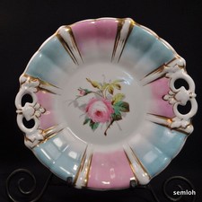CT Tielsch Altwasser 10 1/4" Deep Plate Hand Painted Large Rose w/Gold 1870-1910