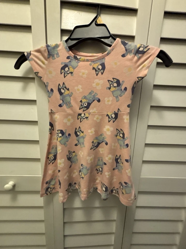 Bluey Dress Girl’s Size 3T Peach Graphic Cartoon Character Twirl Comfort Cute - Image 3 of 4