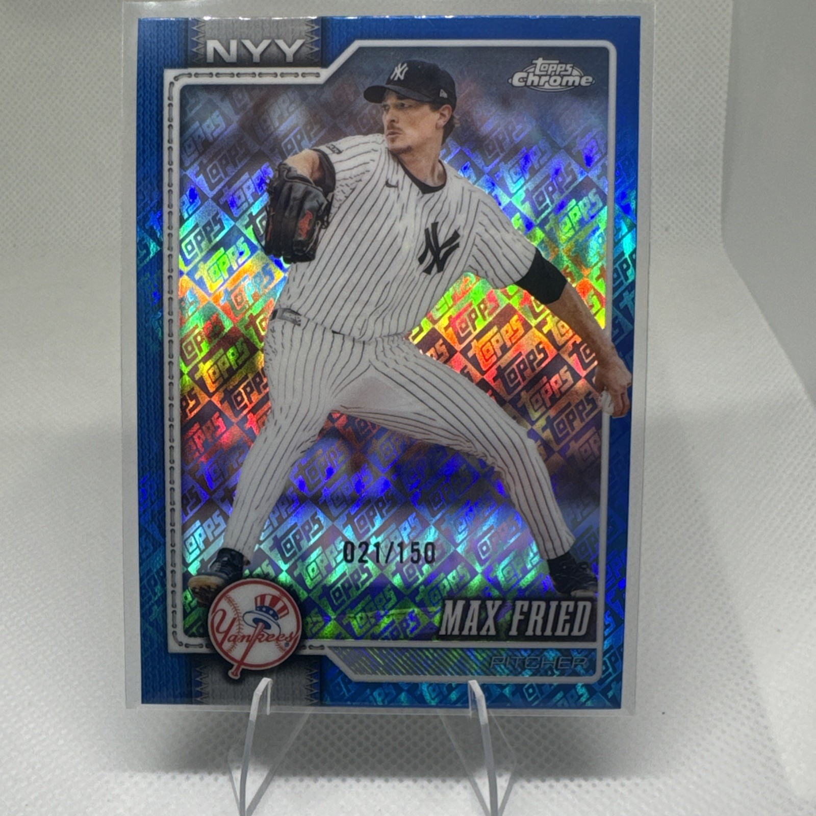 Topps 2026 Chrome Max Fried #113 New York Yankees Blue Topps Refractor /150