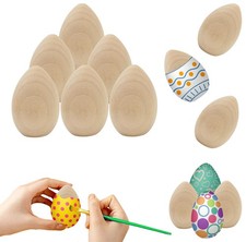 Unpainted Wooden Eggs, Natural Wood, Unfinished Craft Wood, 6-Pack, 2.1" Inch...