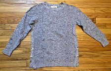    LOFT Blue White Heather Cotton Blend Nautical Sweater Accent Buttons Small   