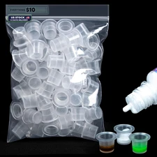 100PCS Plastic Tattoo Ink Caps - Small Cups Non-Spill Small, Transparent 