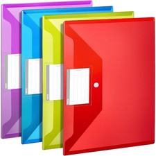 Plastic File Folders with Snap Closure A4 Size Reusable Document Envelopes with