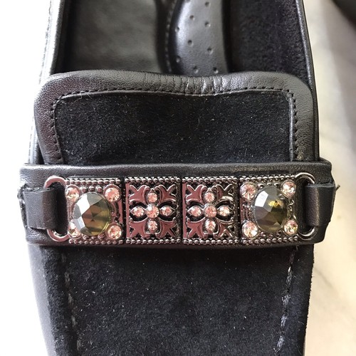 BELLA VITA Womens Black Slip On Leather Loafer Shoes Jeweled Band Size 8 - Picture 6 of 10