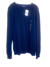 Nautica Men's Navy Cotton Knit Crew Neck Pullover Long Sleeve Sweater Sz XL