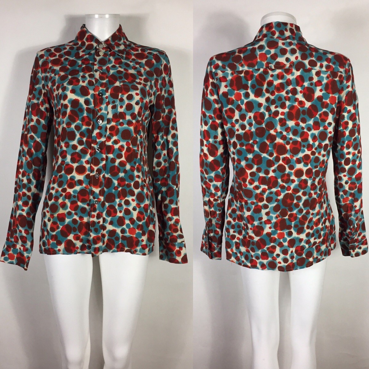 Vtg Jean Paul Gaultier Blue & Red Splatter Dot Shirt S | eBay