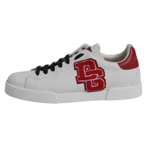 DOLCE & GABBANA Shoes White Red DG Patch Low Top Sneakers EU43.5 / US10.5 620usd