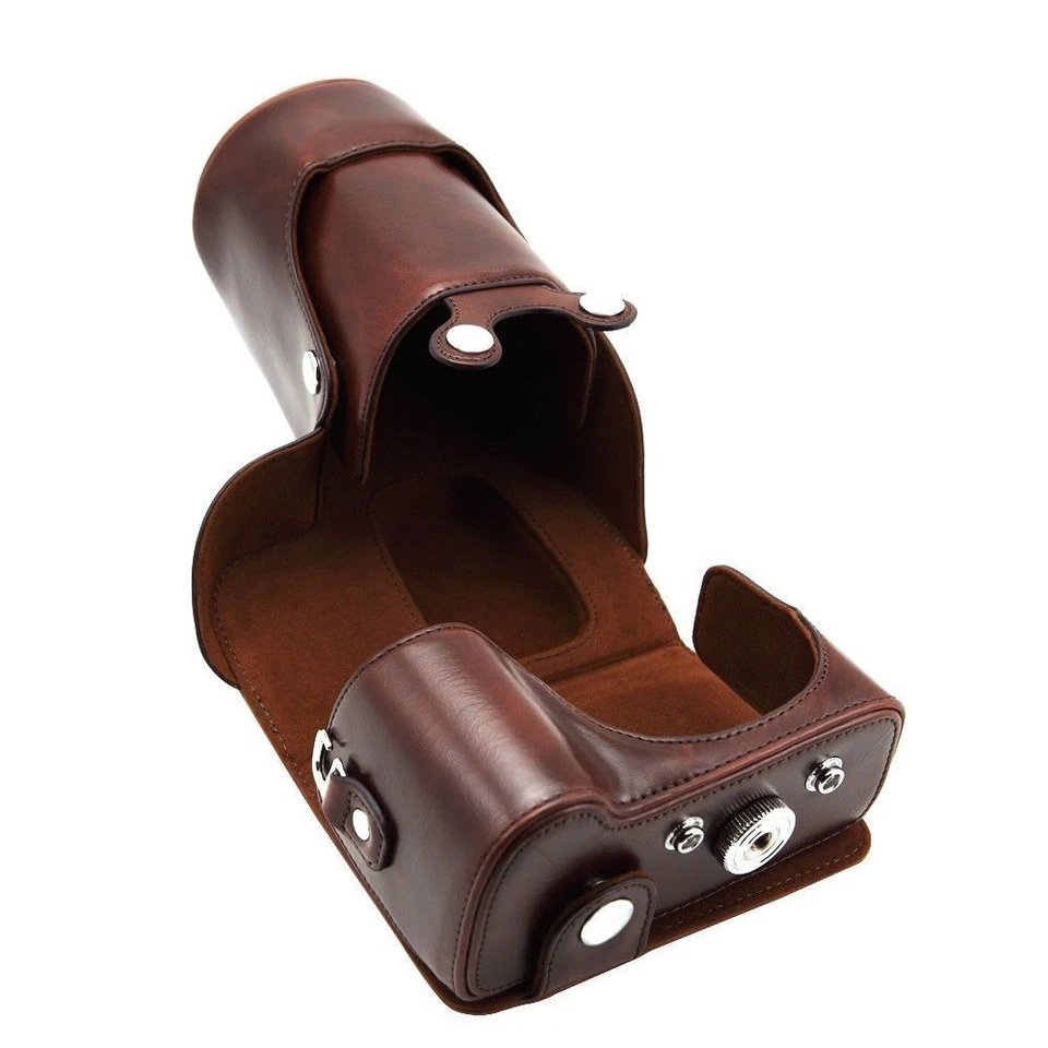 Leather Pouch Detachable Case Bag for Canon 70D 18-135mm Lens Camera Brown - Image 3 of 3