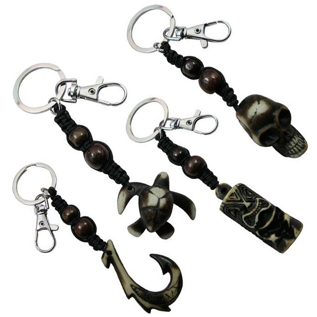 4 Key Chain South Pacific Hawaii Polynesian Vintage Tiki Beach Aloha