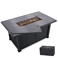 52" Propane Fire Pit Table 50000BTU Outdoor Patio Gas Fire Table with Rain Cover