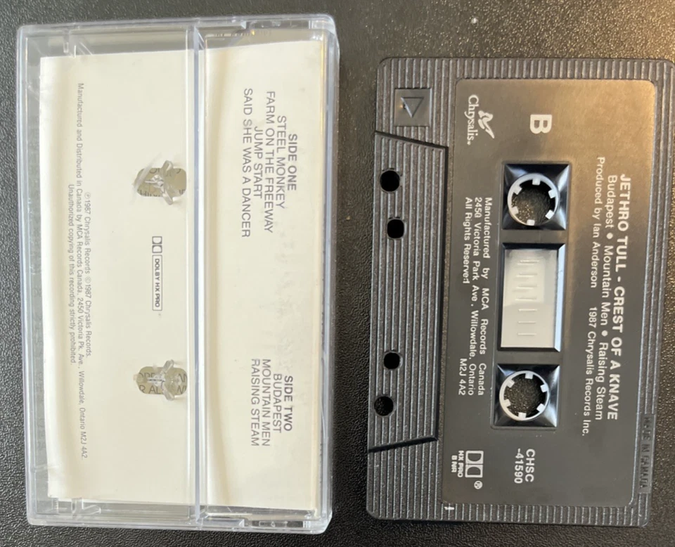 JETHRO TULL CREST OF A KNAVE CASSETTE ORIGINAL 1987 BLACK DOLBY HX PRO N.M. - Image 2 of 2