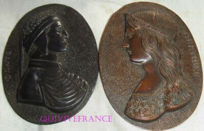 Medaille Bas-Relief Dante Alighieri & Beatrice
