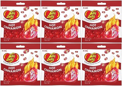 6x Jelly Belly Hot Zimt Geschmack Gelee Bohnen 70g Tasche American Candy