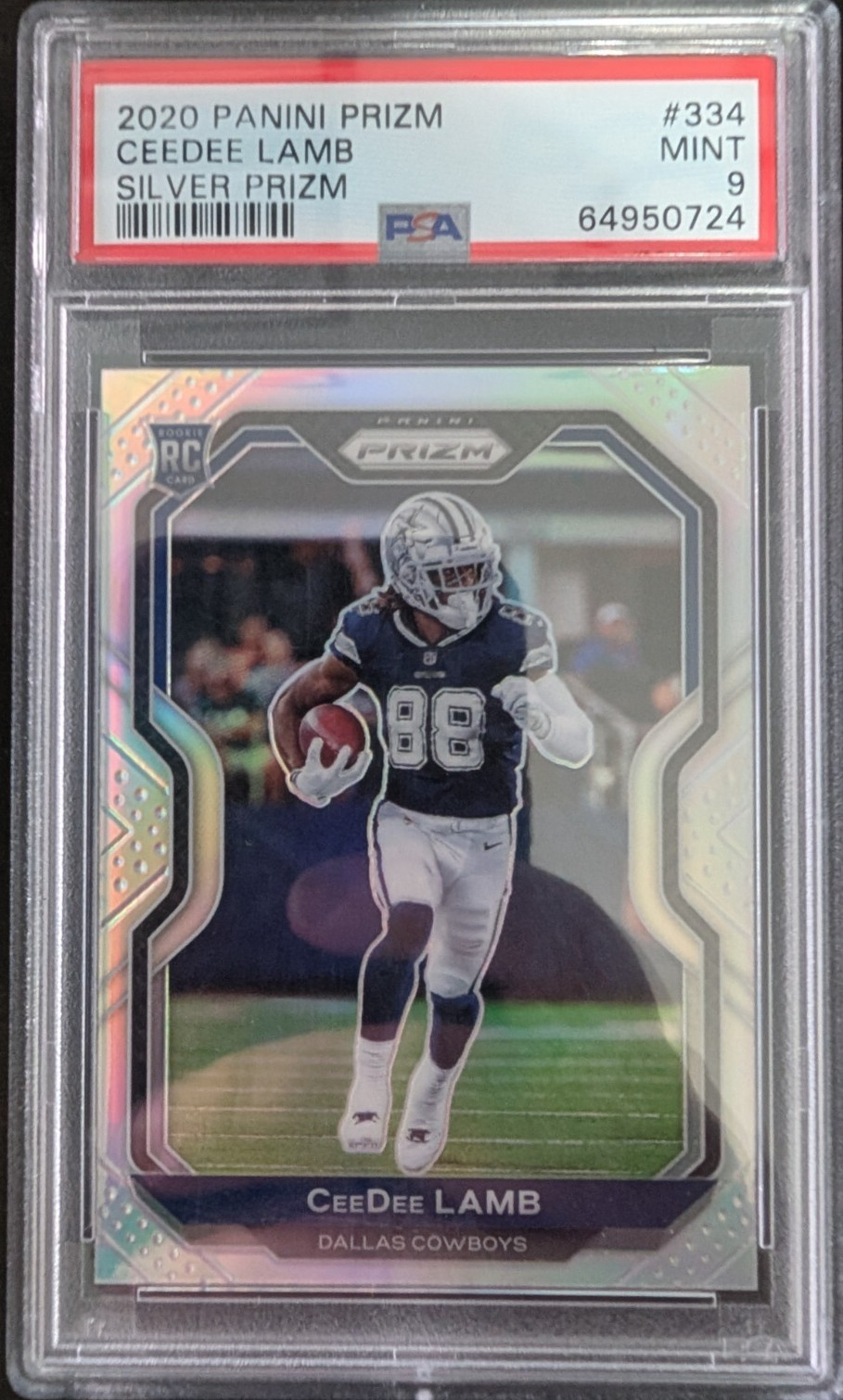 2020 Panini Prizm CeeDee Lamb ROOKIE Silver PSA Mint 9 Cowboys
