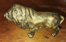 A.C. Williams? 1920's Cast Iron Bank Original Paint Lion Slotted Screw - gwZZ