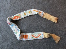 NATIVE AMERICAN BEADED LEATHER BELT, AUTHENTIC BEADED 29" BELT, BUF-04269