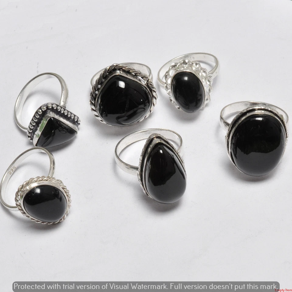 Black Onyx Gemstone 925 Sterling Silver Plated Handmade Fashion Lot Rings - Image 3 of 4