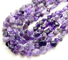 Natural Purple Amethyst Polished Nugget Pebble Round Barrel Gemstone Beads PG318