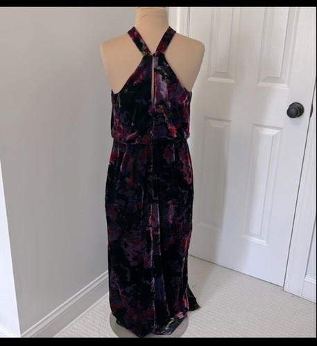 Aidan Mattox Velvet Floral Halter Maxi Dress size 8 - Picture 3 of 9