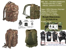ONE - MIL-TEC / STURM GERMANY VEGETATO-WOODLAND CAMO SMALL MOLLE BACKPACK - NEW