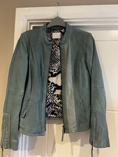 Women’s Nappa Leather Jacket Size 8, Aqua Blue