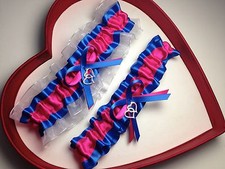 NEW Fuchsia Royal Blue White Wedding Garter GetTheGoodStuff Prom