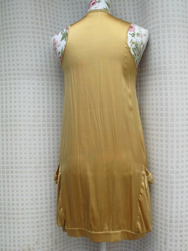 D. EXTERIOR Women Dress Drop Waist Gold Dress Sleevless Silk & Cotton SZ S EUC - Picture 2 of 12