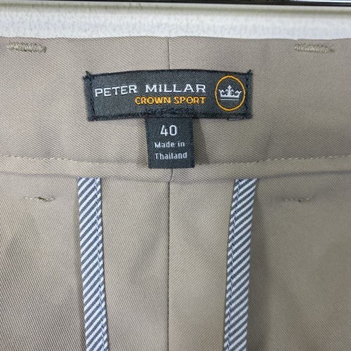 Peter Millar Crown Sport Shorts Mens Sz 40 Beige Performance Stretch Chino Golf - Picture 3 of 5