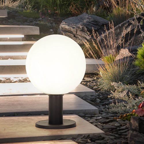 Außenstehlampe Sockelleuchte Gartenlampe Glaskugel Wegeleuchte anthrazit H 38 cm - Bild 4 von 12