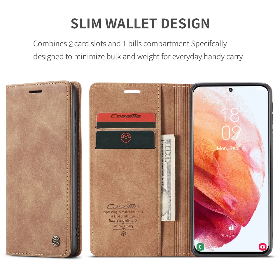 Para Samsung Galaxy S21/S22 Ultra Magnético Abatible Cuero Tarjeta Billetera Estuche Cubierta Foto 2 de 4