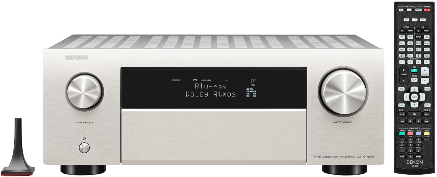 DENON AVC-X4700H Plata 9.2 8K Amplificador AV 3D Audi HEOS Control por voz | Nuevo