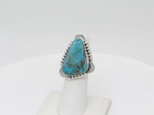 Native American Navajo Handmade Sterling Silver  Turquoise Adjustable Ring
