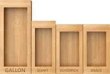 Ziplock Bag Storage Organizer NATURAL Bamboo Ziplock Bag Organizer for Drawer