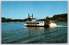 Postcard WI La Crosse Queen Paddle Wheeler, Big Indian Boat Lines, Chrome Unp