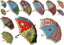 20 Pc Lot Decorative Indian Hand Embroidered Vintage Sun Shade Umbrella Parasol
