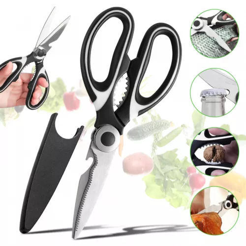2 Stainless Steel Kitchen Shears Heavy Duty Scissors for Meat Fish Chicken Bones - Picture 5 of 13