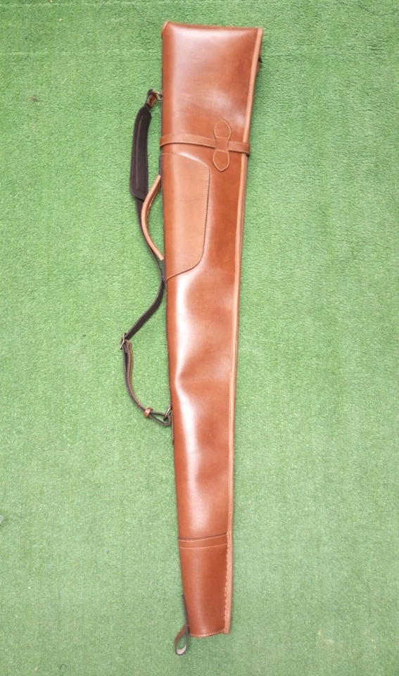 Vaina de escopeta de caza estuche de cuero genuino para pistola / bolsa de pistola de tiro antideslizante Foto 3 de 4