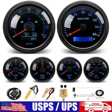 6 Gauge Set 85mm GPS Speedometer 0-160MPH&Tacho 8000RPM with Sensor for Boat US