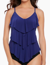 MAGICSUIT by MIRACLESUIT ULTRAMARINE RITA RUFFLE TIERED TANKINI SWIMSUIT TOP 8