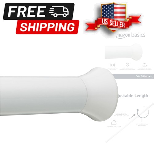 Stylish White Tension Curtain Rod up to 90" - Adjustable for Indoor/Outdoor Use