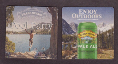 2 SAME Sierra Nevada Pool Party Beer Coasters Chico CA and Mills River NC