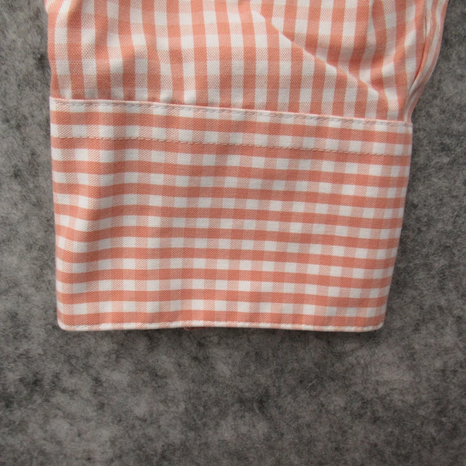 Camisa masculina Kenneth Cole Reaction laranja média xadrez branca sem botão de ferro para cima - Imagem 3 de 4